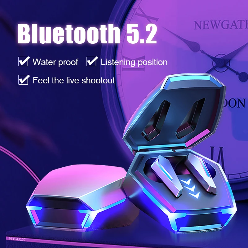 2022 TWS Jogos Fones de ouvido Bluetooth 5.1 Baixa Latência Jogador Profissional Bluetooth Fone de ouvido Com Microfone 9D Estéreo hi-fi Fone de ouvido Imagem 0