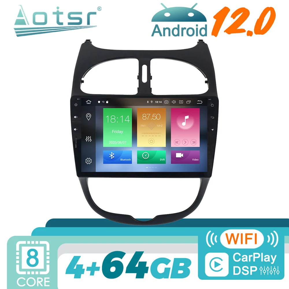 Android Para Peugeot 206 2000-2016 auto-Rádio 2Din Estéreo Autoradio de Navegação GPS Multimídia Vídeo Player Chefe da Unidade de Gravador de CD Imagem 0
