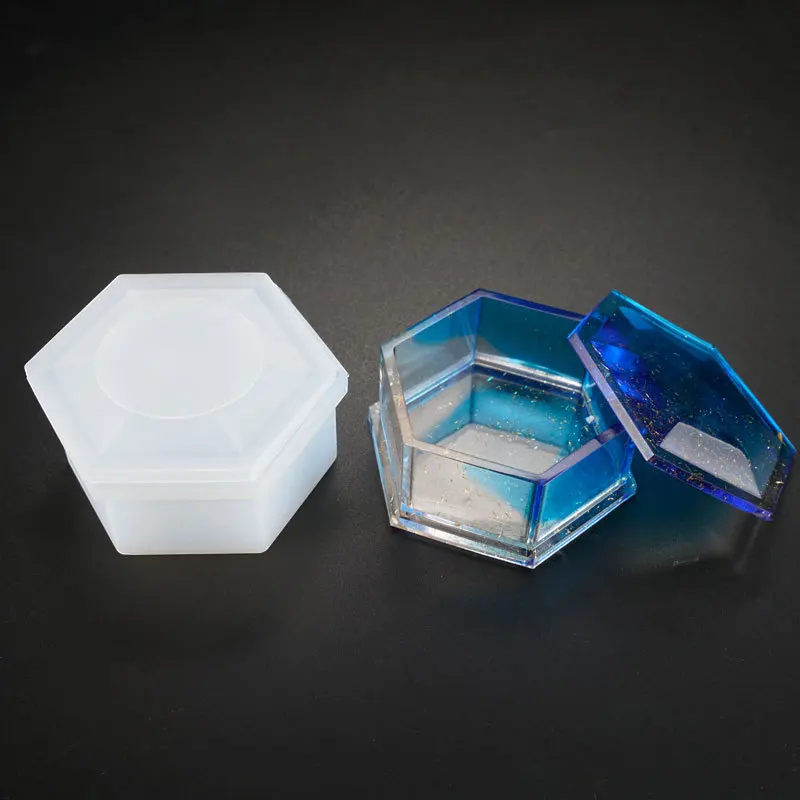 Jóias de Resina Moldes DIY Hexágono de Armazenamento de Caixa de Molde de Cristal Epóxi Ameixa em forma de Moldes de Silicone Para Acessórios de Jóias Imagem 0
