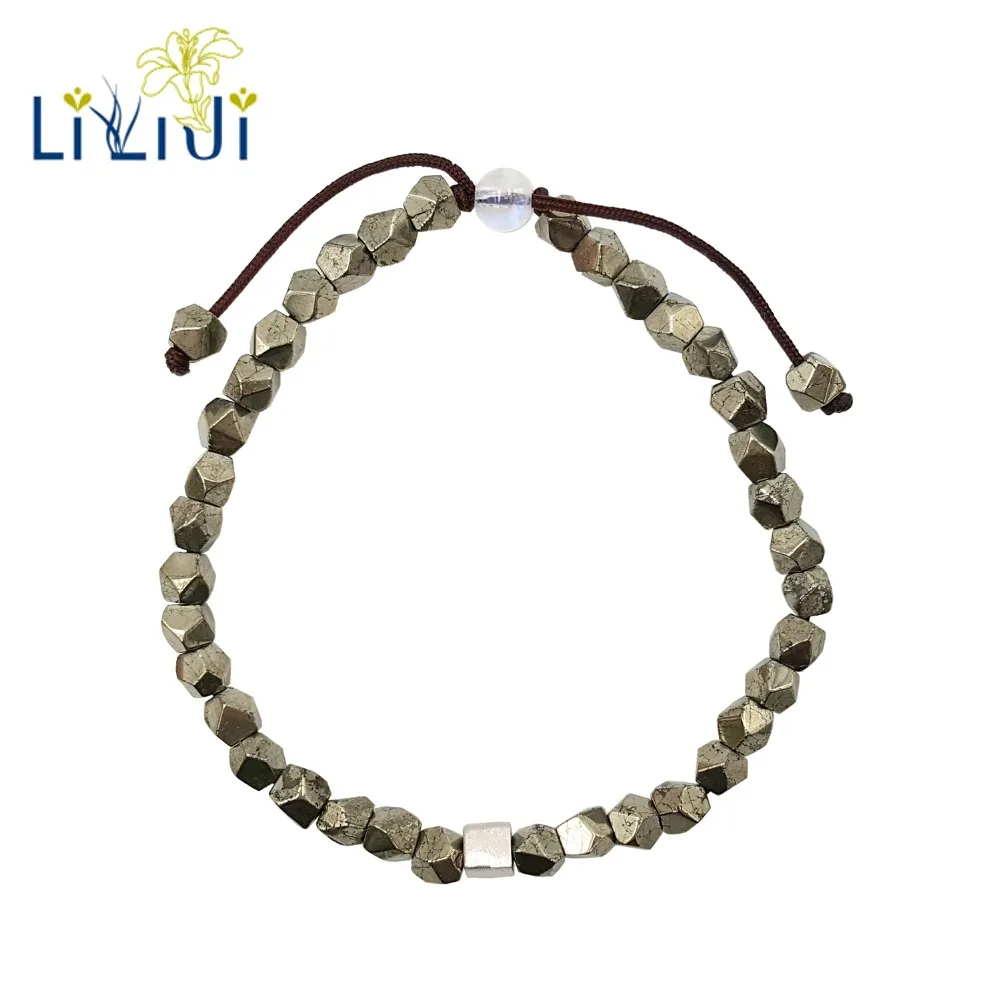 Lii Ji Natural Pirita,pedra da lua,925 Prata Esterlina Cubo de Jóias de Moda Para as Mulheres ou para os Homens Imagem 0