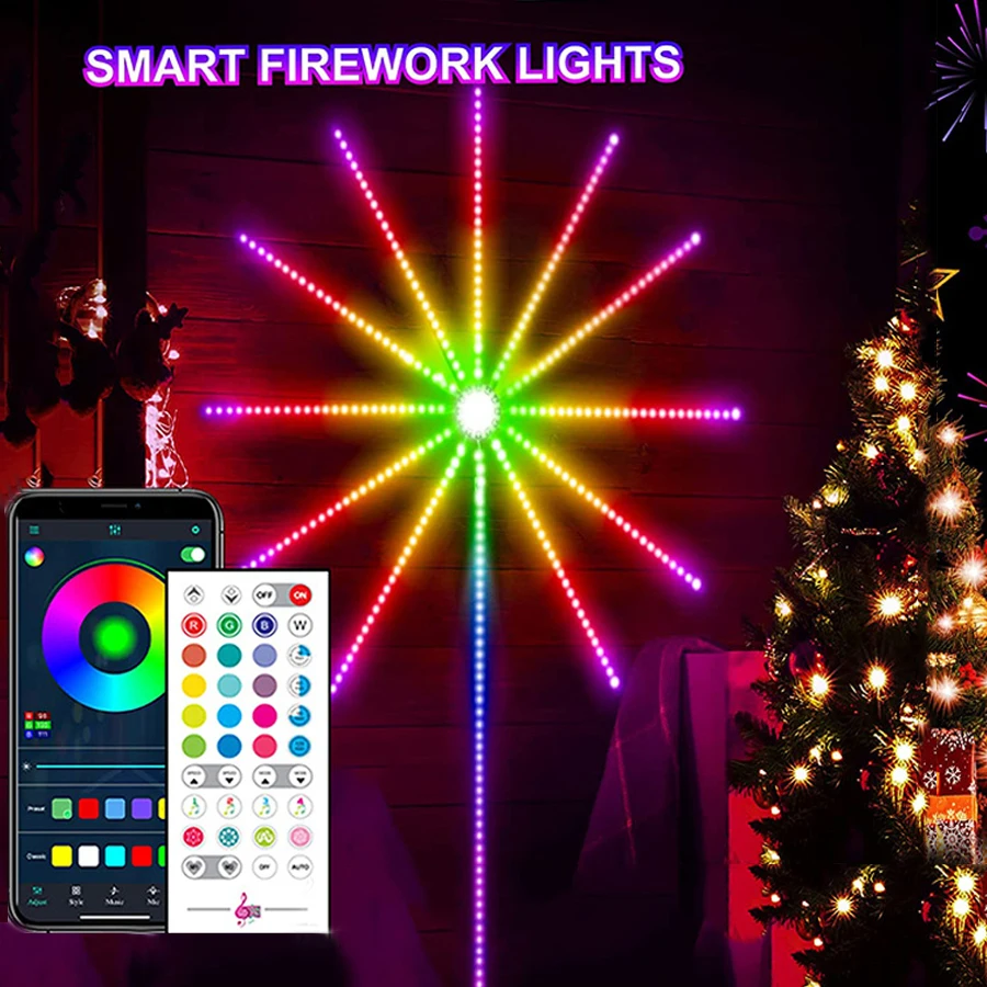 Smart Meteoro de fogo-de-Artifício de Luz Bluetooth Aplicativo de Controle de Natal Fogos de artifício LED Faixa de Luz com controle Remoto Para Casamento Decoração de Quarto Imagem 0