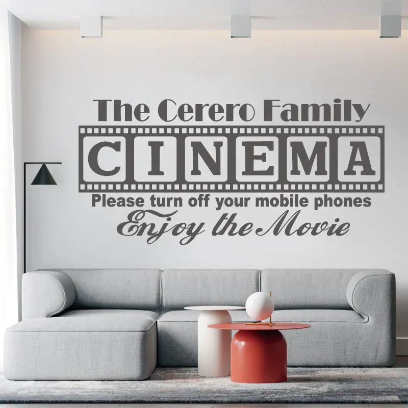 Teatro do Cinema personalizado slogan adesivos de parede filme de família sala na porta do quarto decoração de parede em vinil autocolante em dom XJ6 Imagem 0