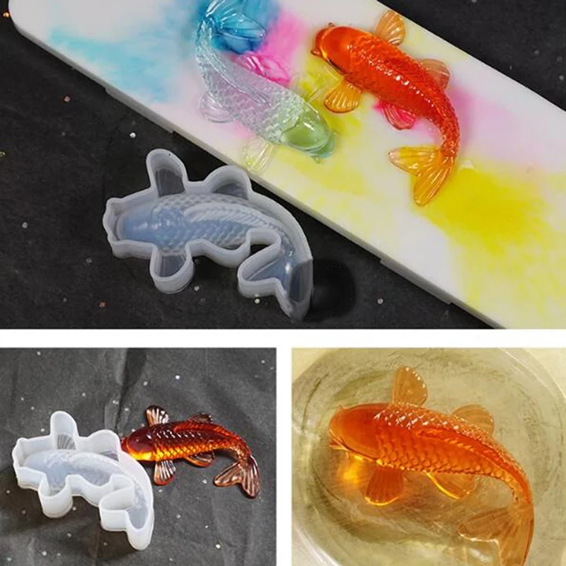 3D Sorte Peixe Koi Forma Transparente Molde de Silicone DIY de Resina de Fundição de Arte joalheira de Artesanato Epoxi Artesanato Pingente de fabricação de Ferramentas Imagem 1
