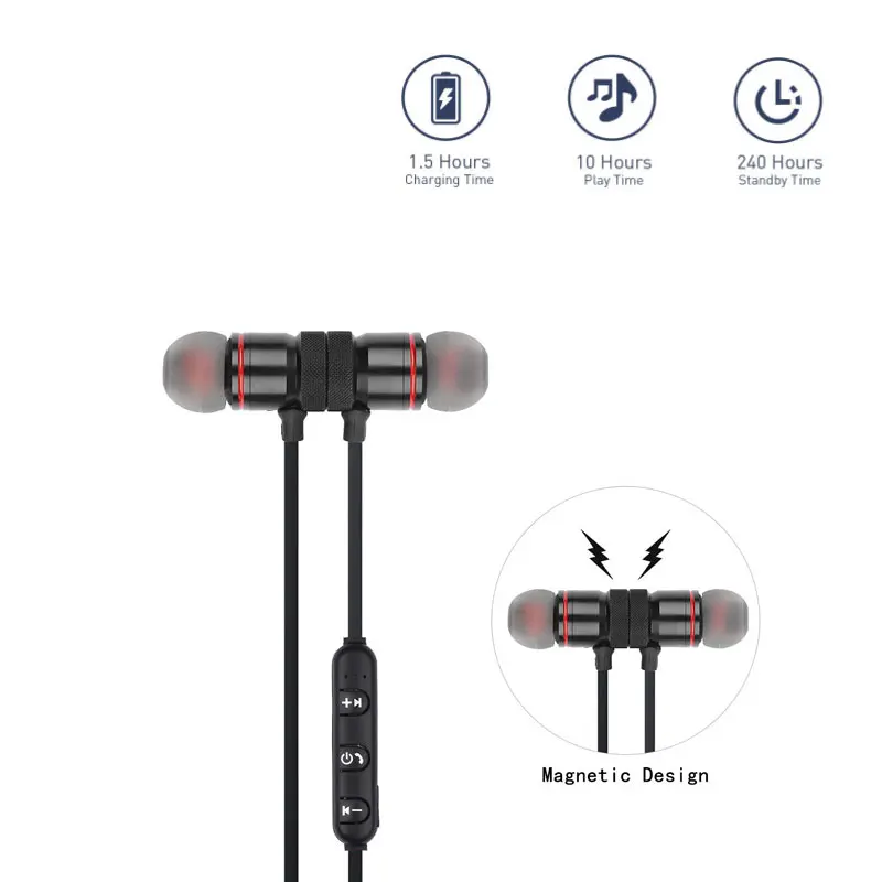 5.0 de esportes fone de ouvido Bluetooth, fone de ouvido sem fio com o pescoço, fone de ouvido estéreo, a música metal fone de ouvido com microfone ( todos do telefone móvel Imagem 1