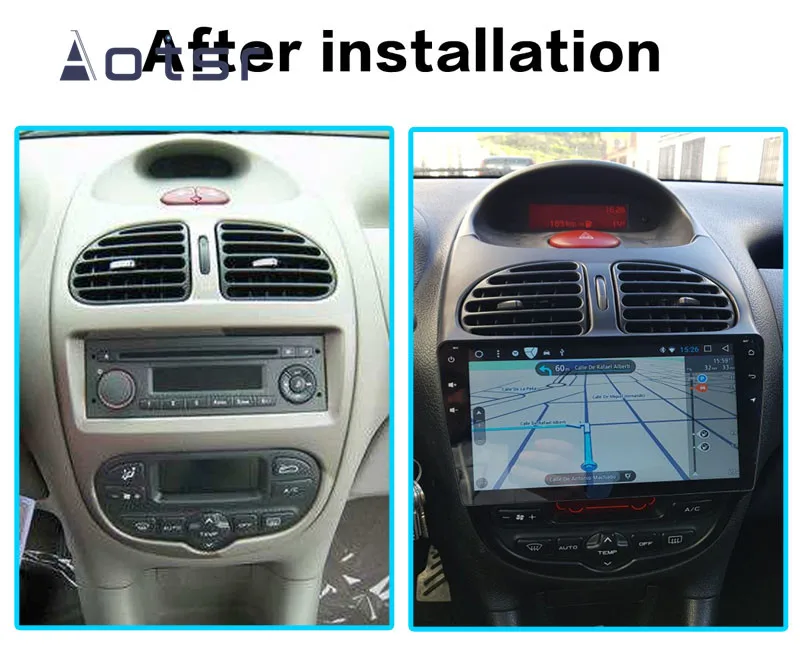 Android Para Peugeot 206 2000-2016 auto-Rádio 2Din Estéreo Autoradio de Navegação GPS Multimídia Vídeo Player Chefe da Unidade de Gravador de CD Imagem 1