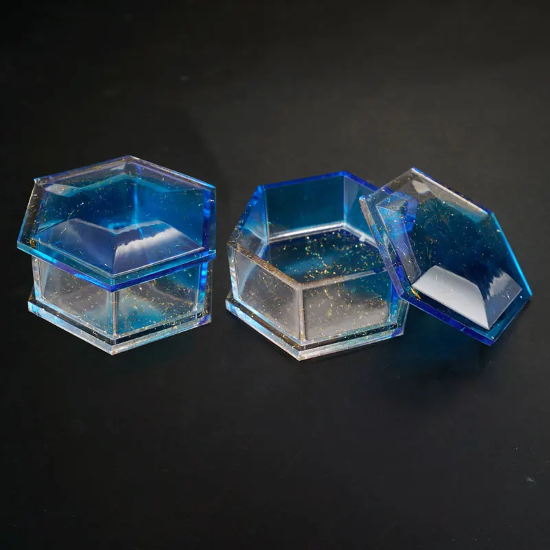 Jóias de Resina Moldes DIY Hexágono de Armazenamento de Caixa de Molde de Cristal Epóxi Ameixa em forma de Moldes de Silicone Para Acessórios de Jóias Imagem 1