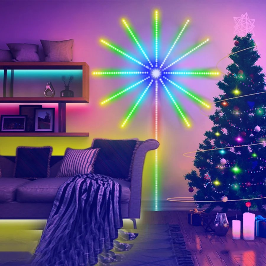 Smart Meteoro de fogo-de-Artifício de Luz Bluetooth Aplicativo de Controle de Natal Fogos de artifício LED Faixa de Luz com controle Remoto Para Casamento Decoração de Quarto Imagem 1