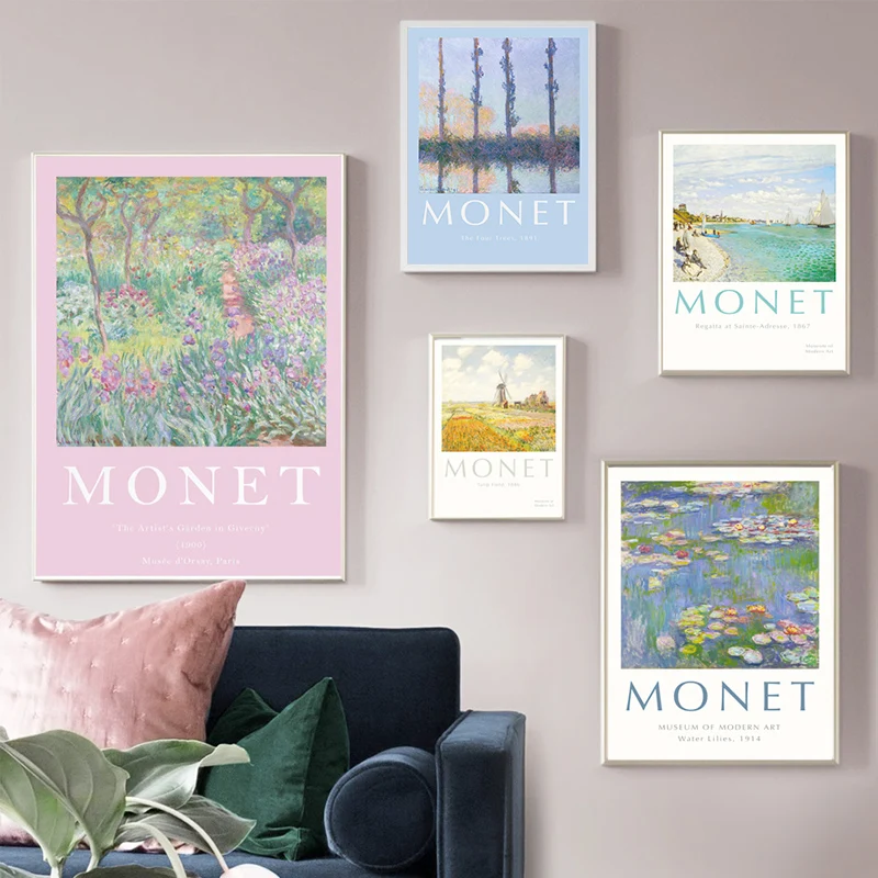 Vintage Claude Monet, Lírio-D'Água Do Jardim De Paisagem De Exposição De Pôster Decorativas Impressões De Tela De Pintura De Parede De Imagem Art De Decoração De Casa Imagem 1