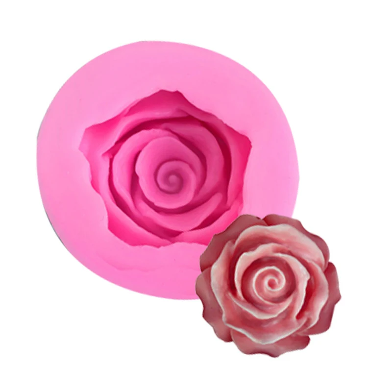 3D Silicone Líquido Flor de Rosa Molde do Bolo Fondant de Molde de Chocolate, Açúcar, Pastelaria Doce de Geléia Moldes de Cozimento Ferramenta de Acessórios de Cozinha Imagem 2