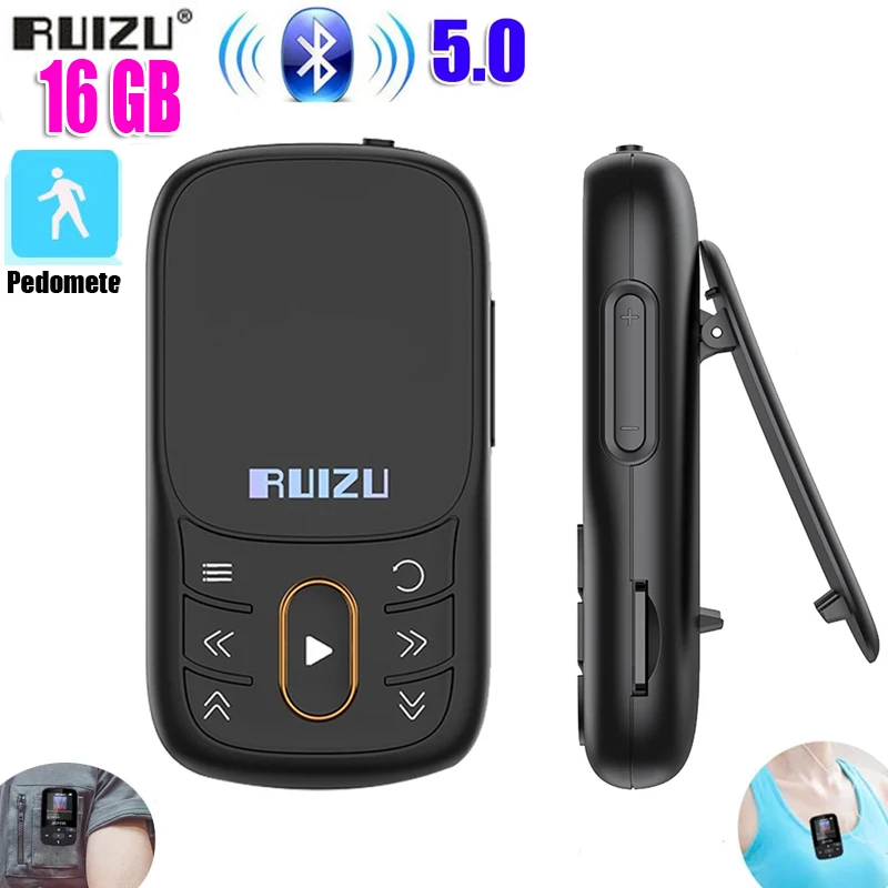 RUIZU X68 Sport MP3 Player Com Bluetooth sem Perdas Clipe de Leitor de Música Suporta Rádio FM Gravação de Vídeo E-Book Pedômetro para Cartão TF Imagem 2