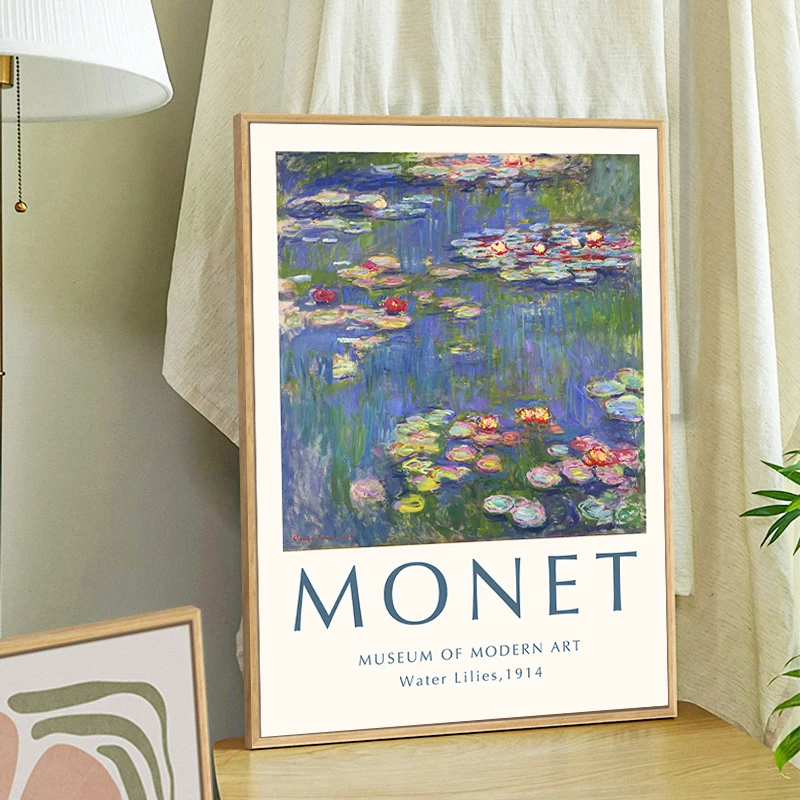 Vintage Claude Monet, Lírio-D'Água Do Jardim De Paisagem De Exposição De Pôster Decorativas Impressões De Tela De Pintura De Parede De Imagem Art De Decoração De Casa Imagem 2