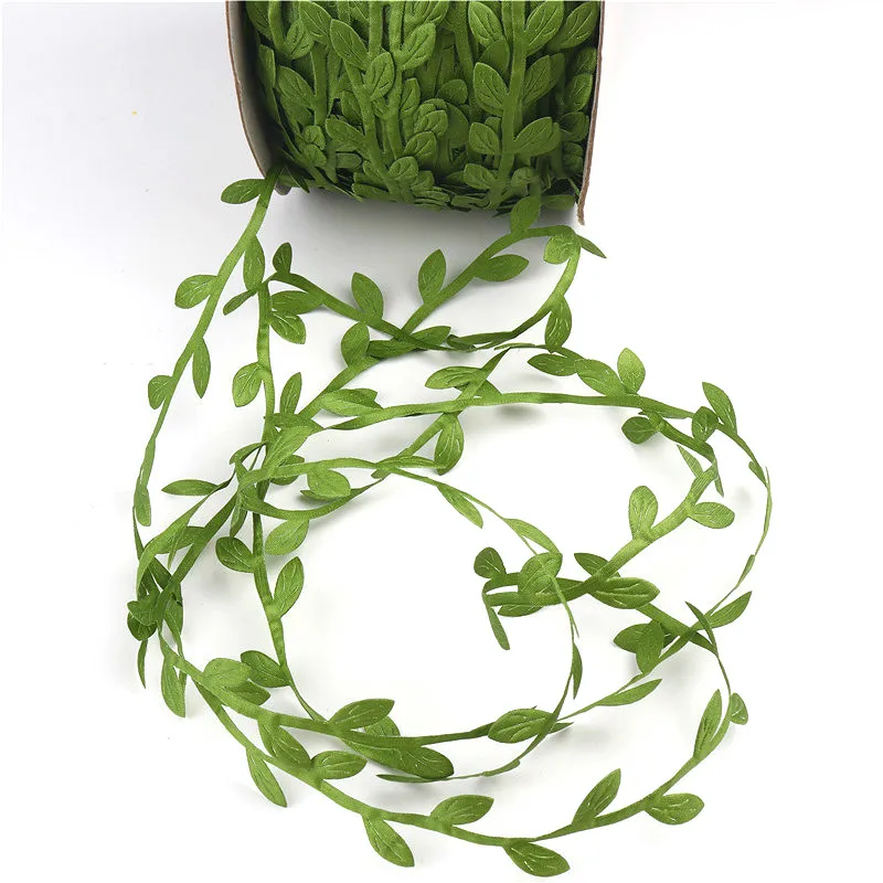 10yards de Seda em Forma de Folha de Handmake Artificial Folhas Verdes Para Decoração do Casamento de DIY de Coroa de flores, Presente Scrapbooking Artesanal Falso Flor Imagem 3