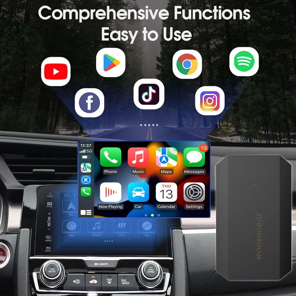 Carplay Ai Caixa Android 12.0 sem Fio CarPlay Android Auto Netflix, YouTube, Spotify Para Kia VW, Toyota, Peugeot, Volvo 8+128GB 2023 Imagem 3