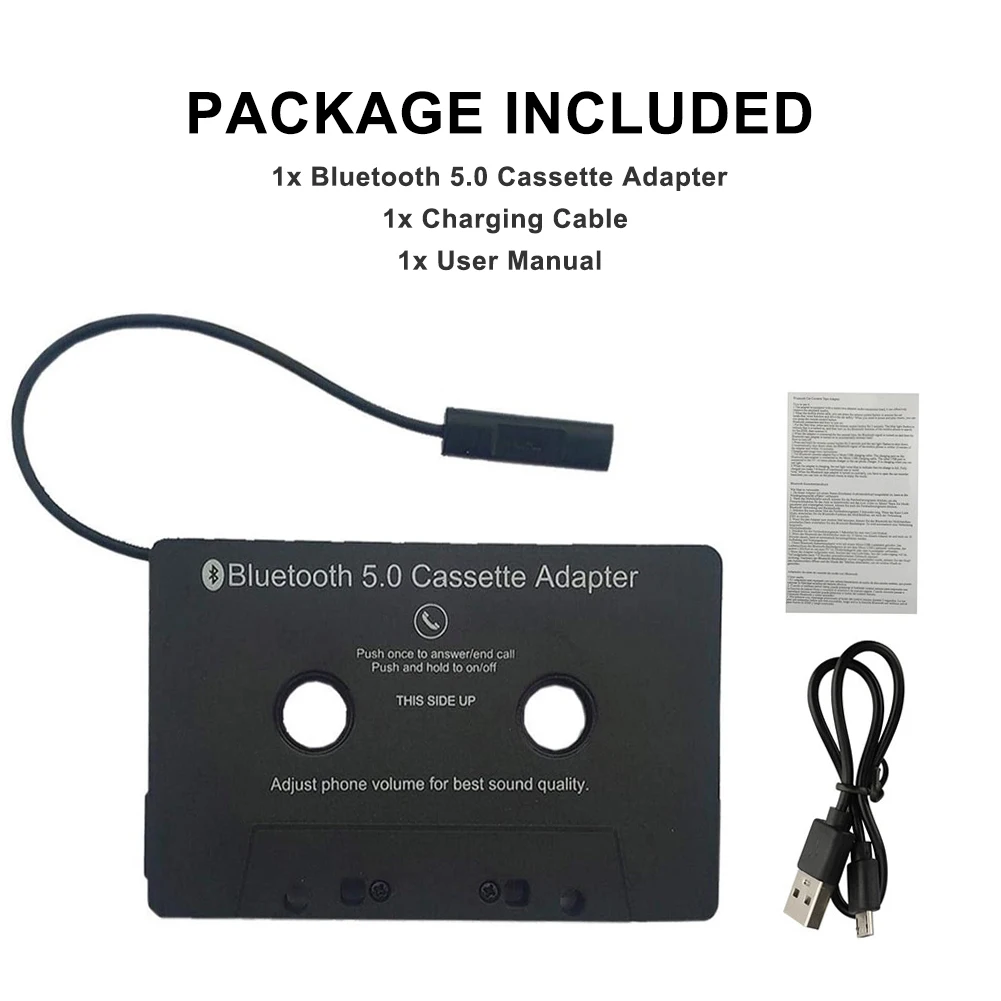 De Cassete Universal Bluetooth 5.0 Conversor Adaptador De Carro Fita Cassete De Áudio Para Aux De Música Estéreo Adaptador De Cassete Com Microfone Imagem 3