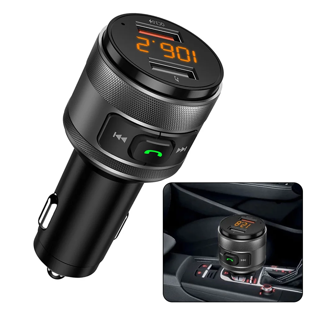 Durável FM Transimitter Carregador Adaptador de Bluetooth V5.0 FM Para Carro MP3 QC 3.0 Transmissor USB AMPLA COMPATIBILIDADE Imagem 3