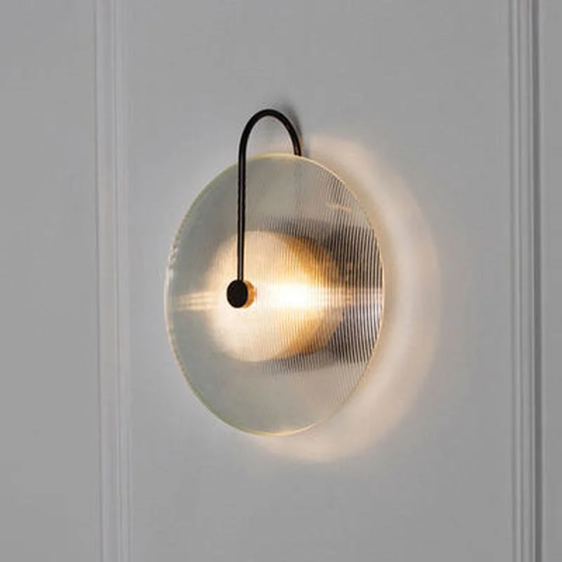 Nordic moderno e minimalista personalidade criativa de vidro, sala de estar, cama redonda quarto do corredor de parede de luz modelo de casa lâmpada de parede Imagem 3
