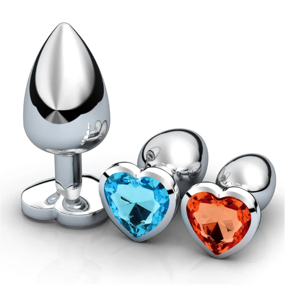 3Pcs Aço Inoxidável Plug Anal Buttplug G-Spot Estimulador de Metal Liso Jóia de Cristal em Forma de Coração de Brinquedos Sexuais para Casais Adultos Imagem 4