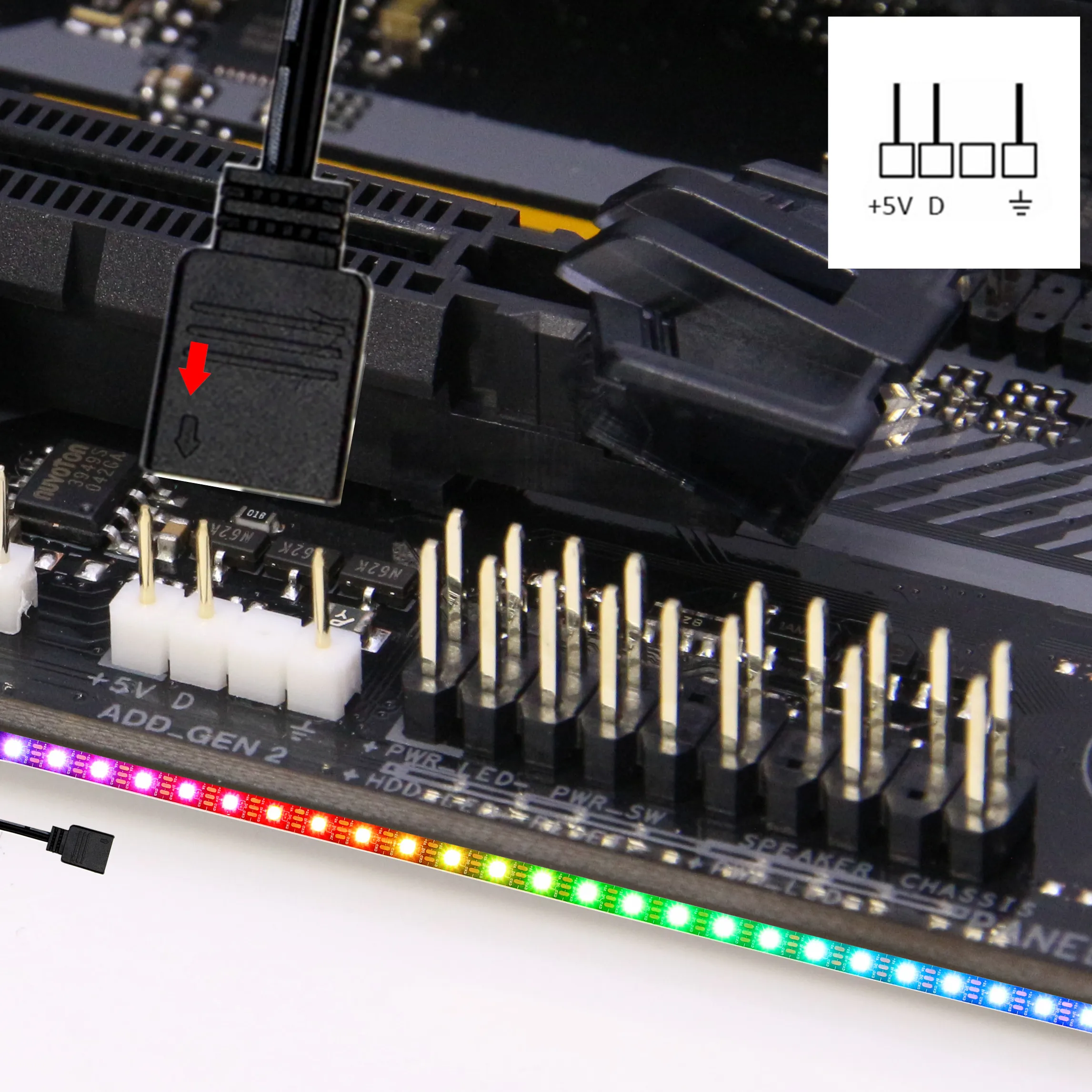 5V 3 WS2812b LED Strip RGB Endereçável para PC para ASUS Aura de SINCRONIZAÇÃO,MSI Mística Luz,GIGABYTE Fusion2.0 Cabeçalho na placa-Mãe Imagem 4