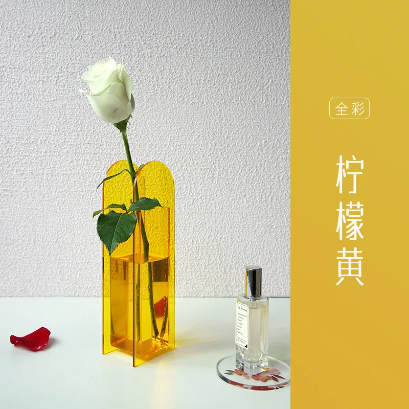 Acrílico Vaso de Flores Coloridas Moderno e Contemporâneo Design Floral Recipiente de Decoração para Home Office Imagem 4