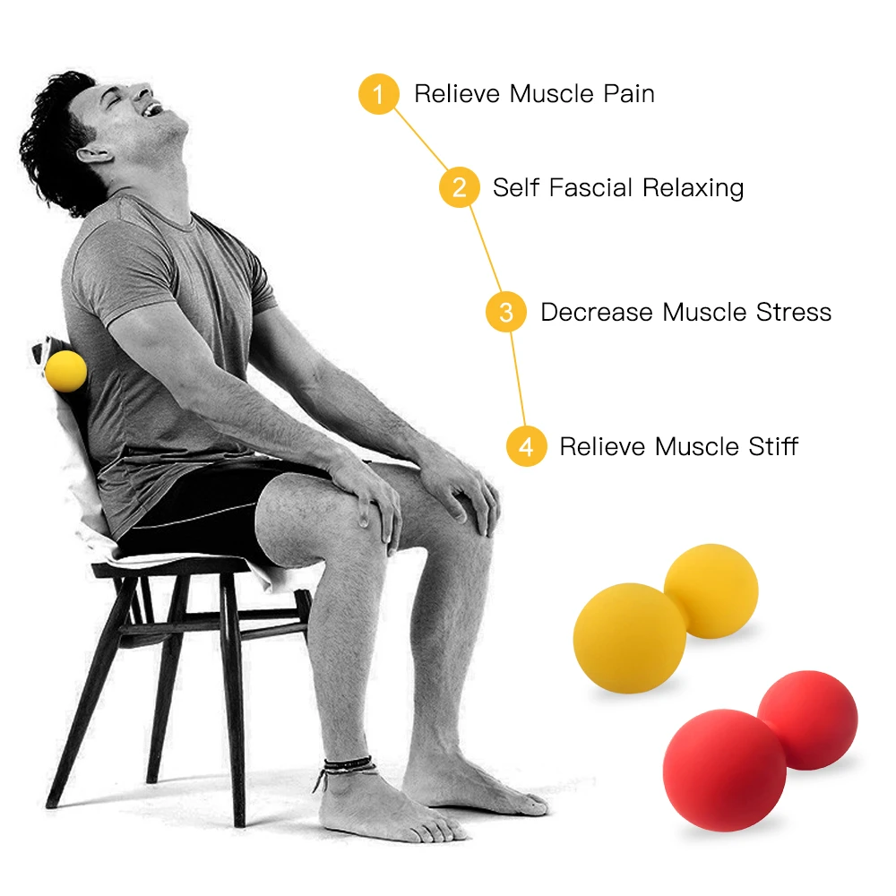 Amendoim Bolas de Massagem Yoga Dupla Bola de Lacrosse de Silicone Massagem Profunda do Tecido Muscular Reliefer Mobilidade Bola para fisioterapia Imagem 4