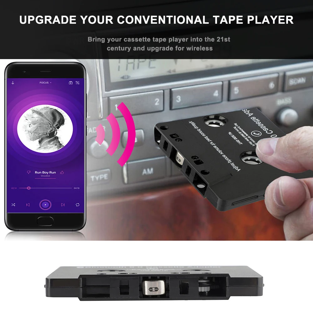 De Cassete Universal Bluetooth 5.0 Conversor Adaptador De Carro Fita Cassete De Áudio Para Aux De Música Estéreo Adaptador De Cassete Com Microfone Imagem 4