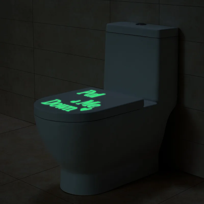 Luminosa Wc Adesivos de Parede Decoração do Banheiro Acessórios de DIY Fluorescente Impermeável Adesivos de Parede Wc Adesivo que brilha no Escuro Imagem 4