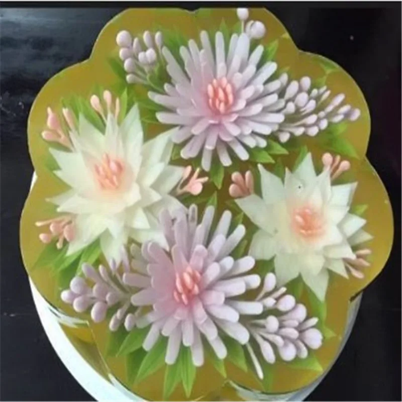10 PCS/CONJUNTO de Flores em 3D Deixa de Geléia de Ferramentas de Arte Gelatina Arte Gelatina Ferramentas de Pudim de Bico Pétala Padrão de Decoração de Ferramenta Quente Nova Imagem 5