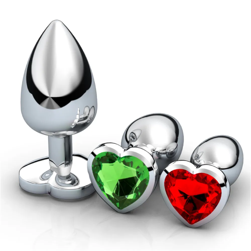 3Pcs Aço Inoxidável Plug Anal Buttplug G-Spot Estimulador de Metal Liso Jóia de Cristal em Forma de Coração de Brinquedos Sexuais para Casais Adultos Imagem 5