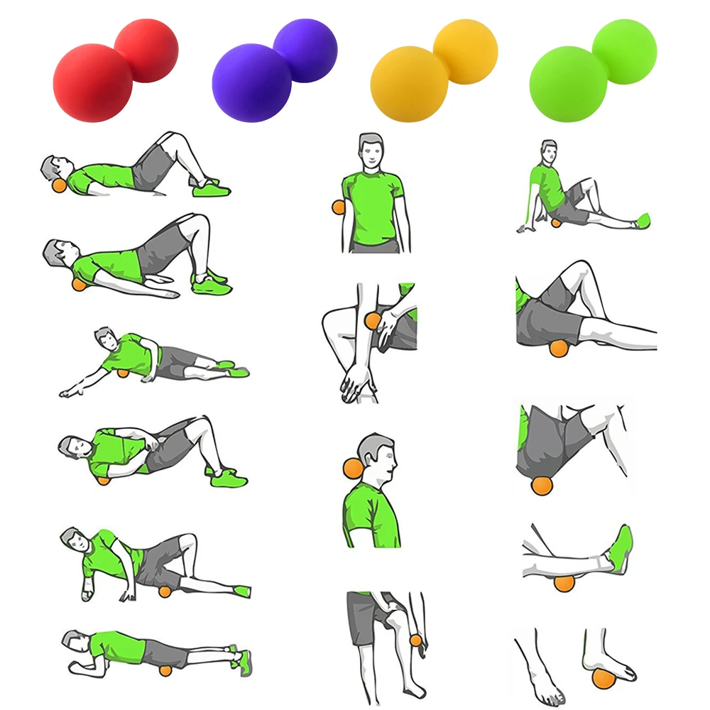 Amendoim Bolas de Massagem Yoga Dupla Bola de Lacrosse de Silicone Massagem Profunda do Tecido Muscular Reliefer Mobilidade Bola para fisioterapia Imagem 5