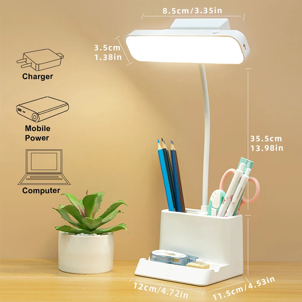 Lâmpada de mesa LED Luzes de USB Recarregável Luz Magnética Estudo Office Luz de Leitura Com porta-Caneta Candeeiro de Mesa Imagem 5